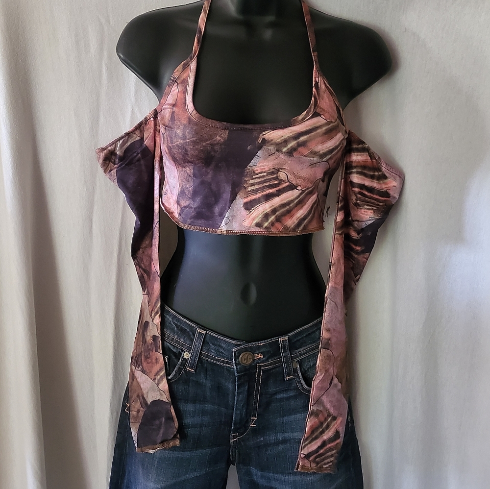 Abstract Print Halter Top